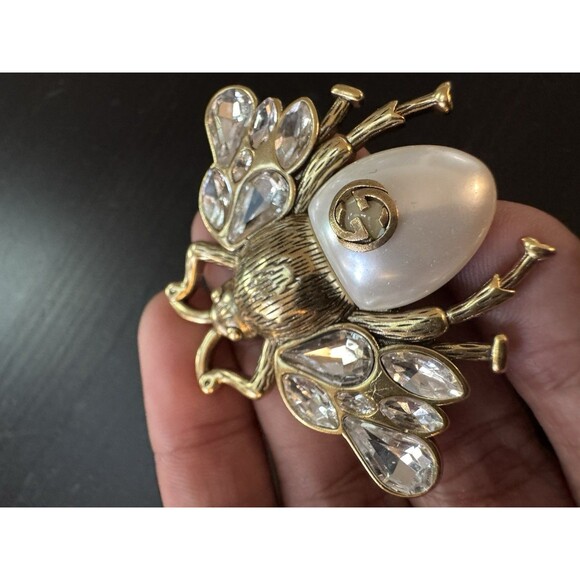 Gucci Stamped Interlocking GG Vintage Adorned Bee Large Pin Brooch - Picture 10 of 13